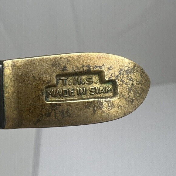 Vintage Siam Flatware Asian Thai Brass And Teakwood  HANDLE- Small Fork Cheese - Picture 6 of 10